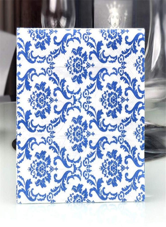 YIH Blue Floral Cocktail Napkins For Wedding Party Birthday With 2 Layers, Paper Luncheon Napkin, 13x13 Inch (20) - Image 2